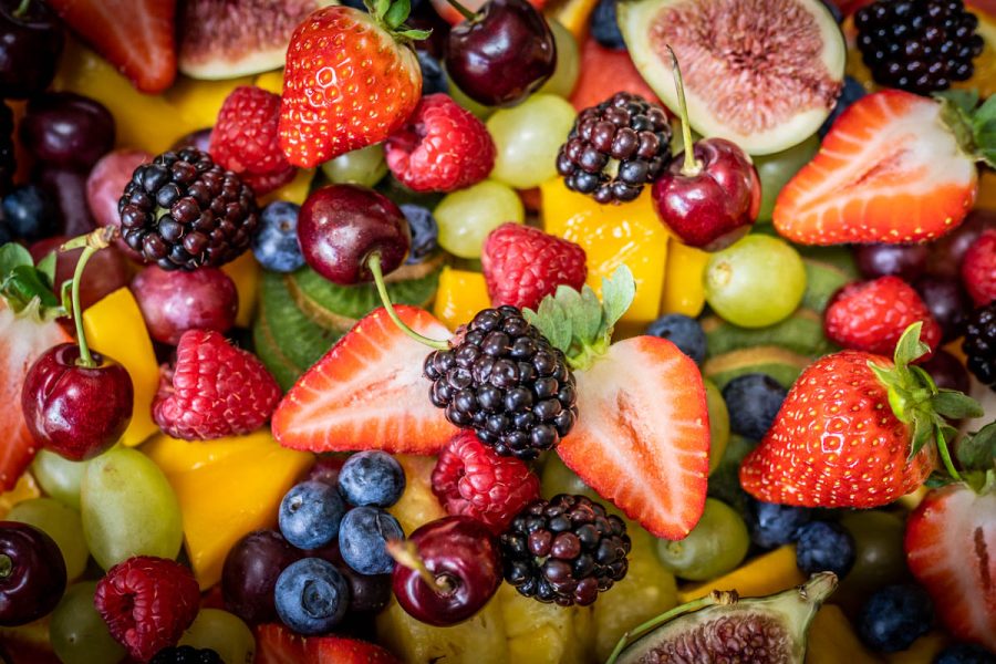 Colourful fruit and berries