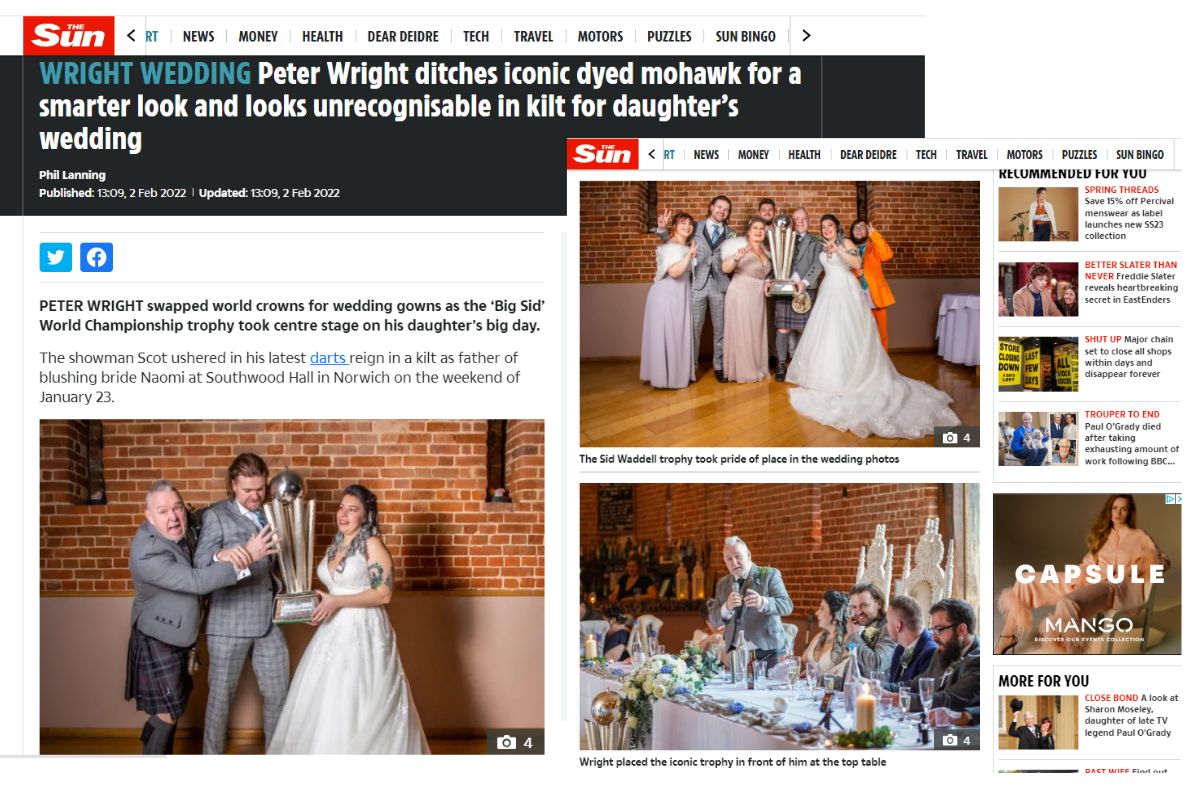 The Sun wedding images for Peter Wrights daughter