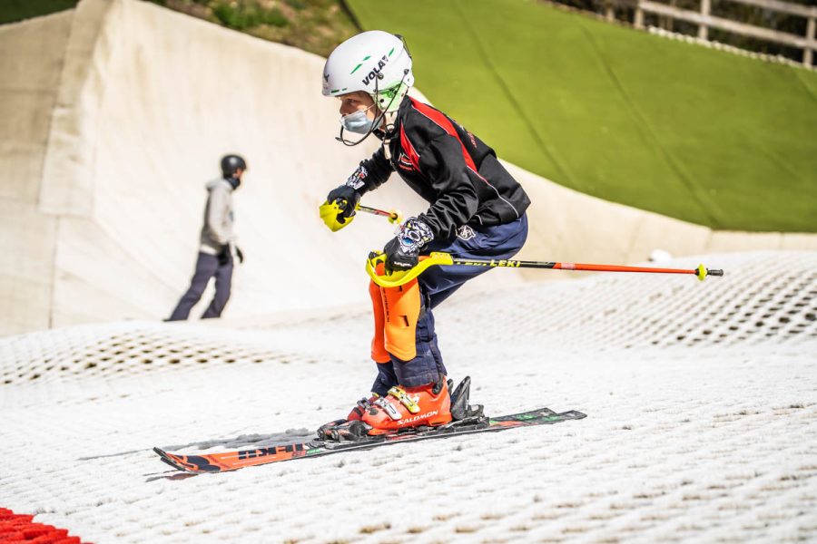 Young skier on slopes at Norfolk Snowsports Club