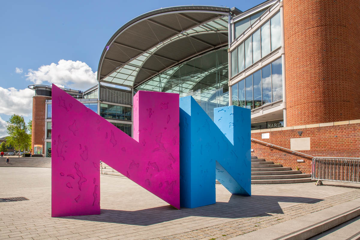 NNF Festival letters outside the Forum Norwich