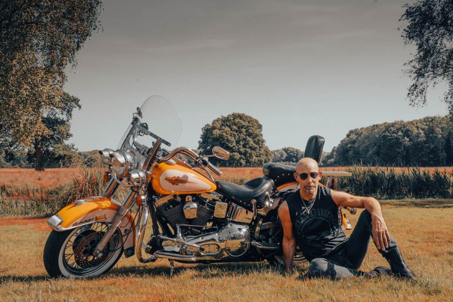 Biker with Harley Davidson