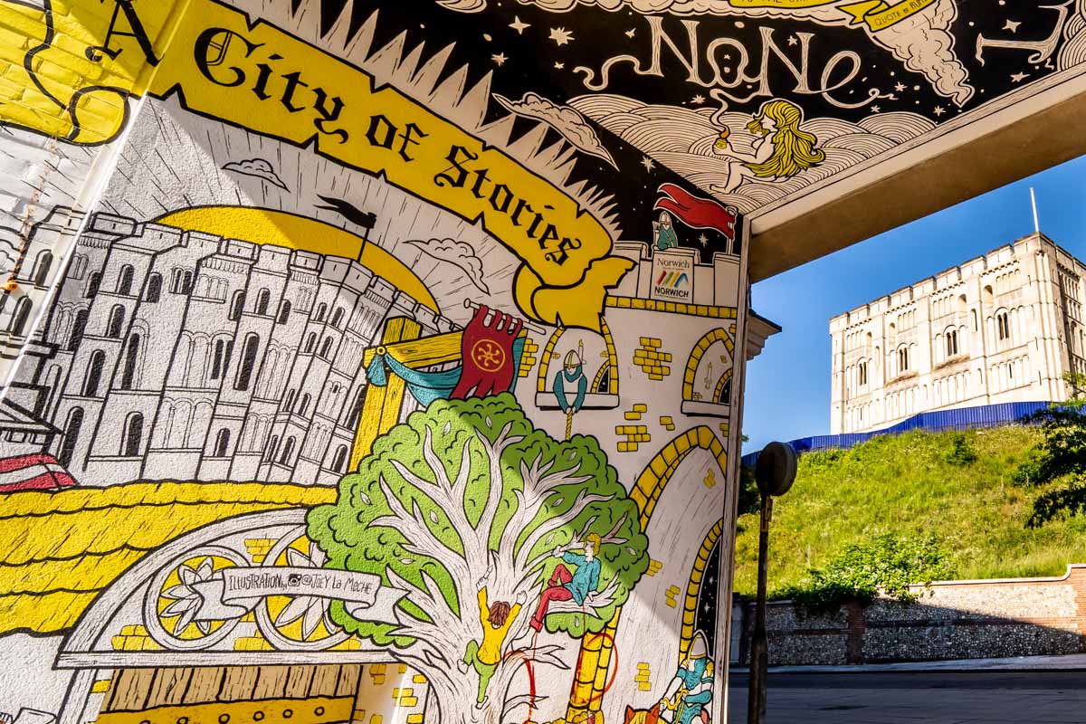 City of Stories mural at Norwich Castle