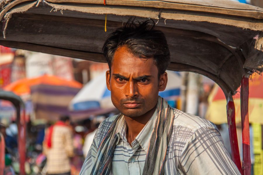 Intense stare Indian tuk-tuk driver