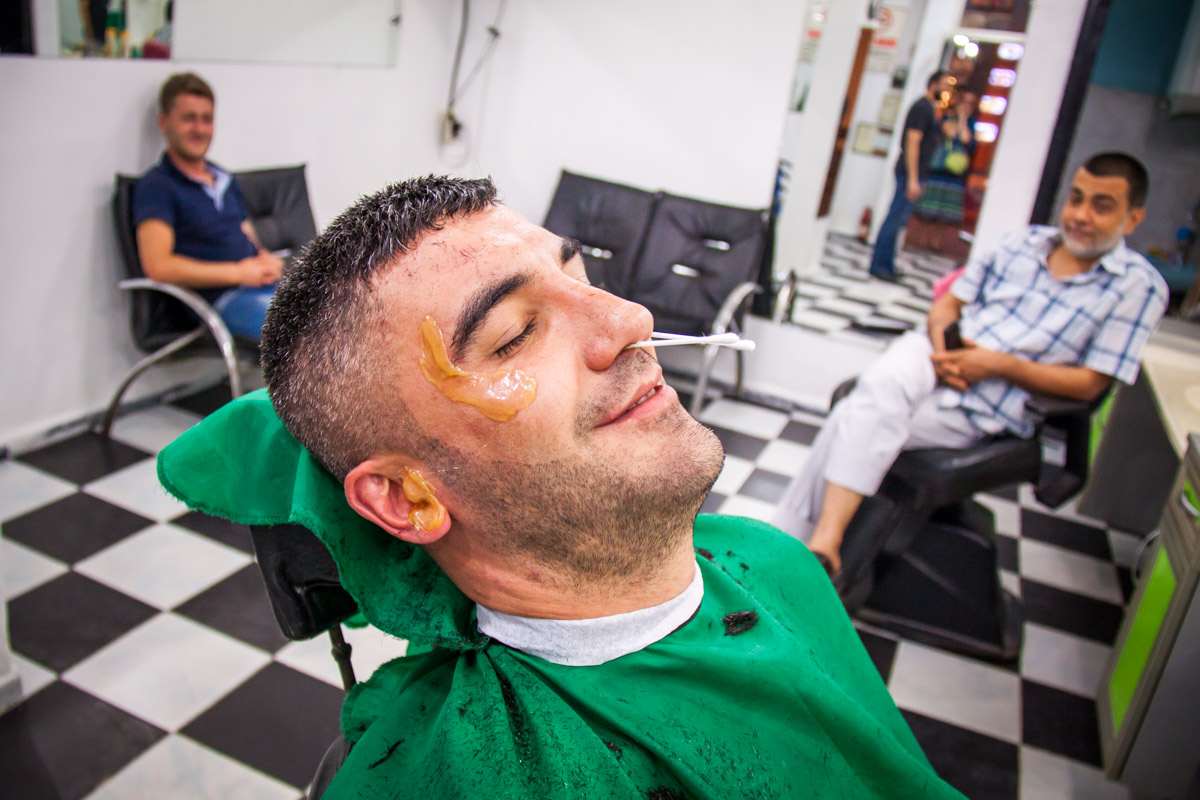 Customer at Turkish barber in Istanbul