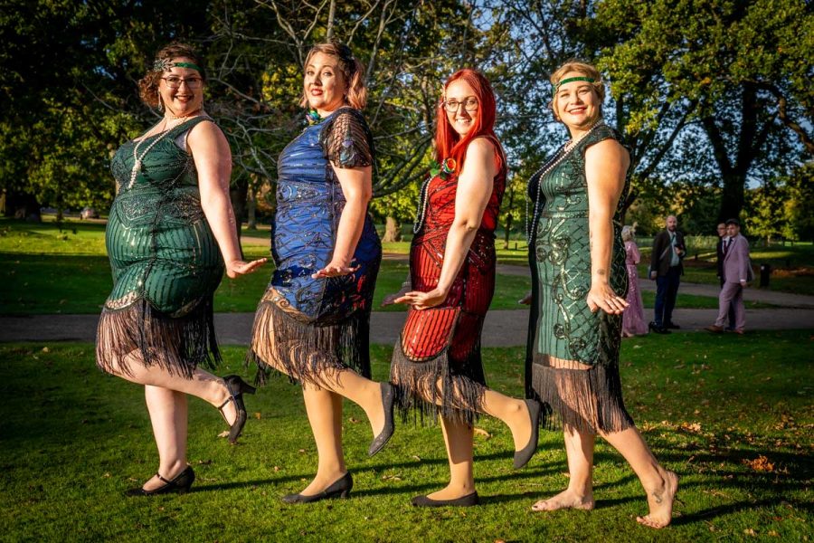 Flapper girls at Lee and Ben's wedding at Sprowston Manor
