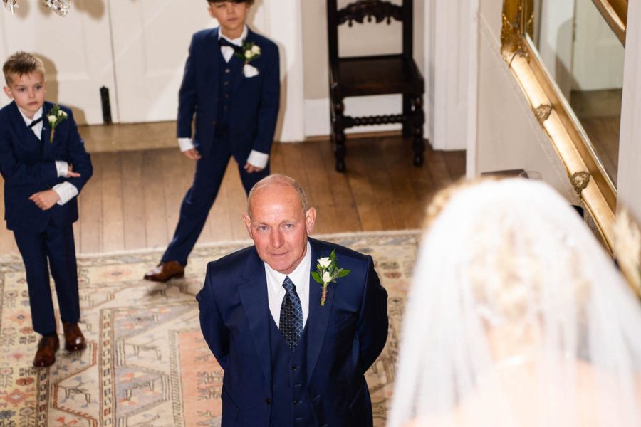 Dad seeing Karen before her wedding at Bressingham Hall